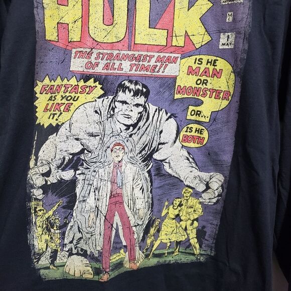 Marvel Incredible Hulk Mens Sz 2XL Vintage Comic Book Long Sleeve T Shirt BLK - Picture 3 of 7